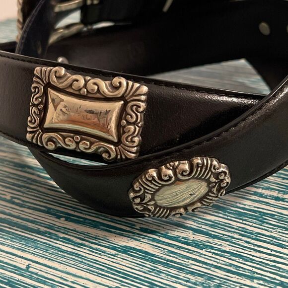 Vintage Fossil Women’s Leather Silver Scrollwork Belt - Picture 7 of 9
